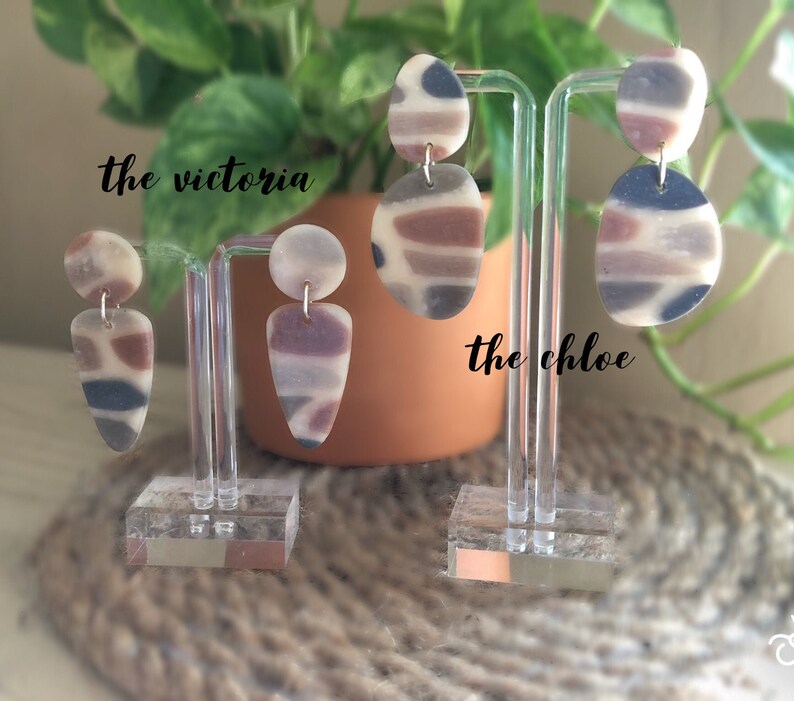 Sun Catcher Statement Earring Minimalist Jewelry Neutral TRANSLUCENT STONE COLLECTION Handmade Clay Earrings Lightweight