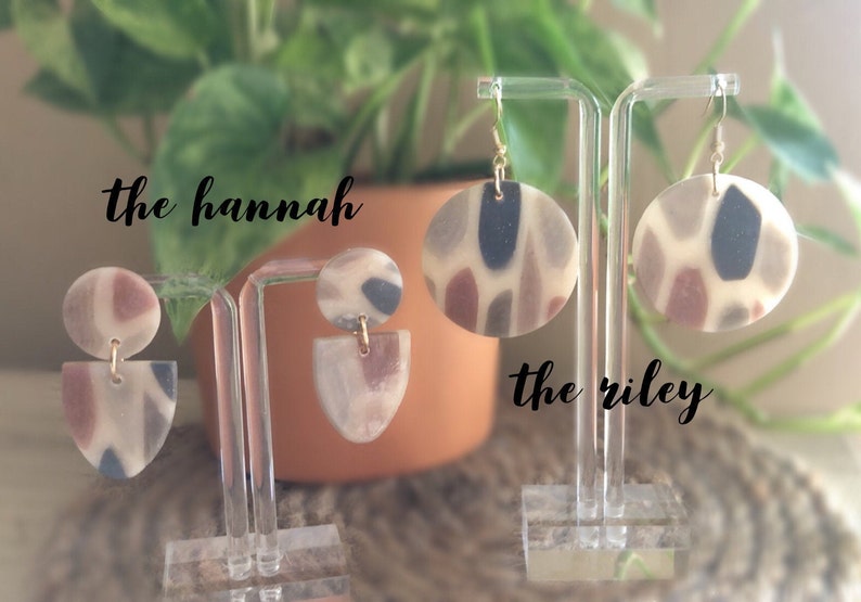 Sun Catcher Statement Earring Minimalist Jewelry Neutral TRANSLUCENT STONE COLLECTION Handmade Clay Earrings Lightweight