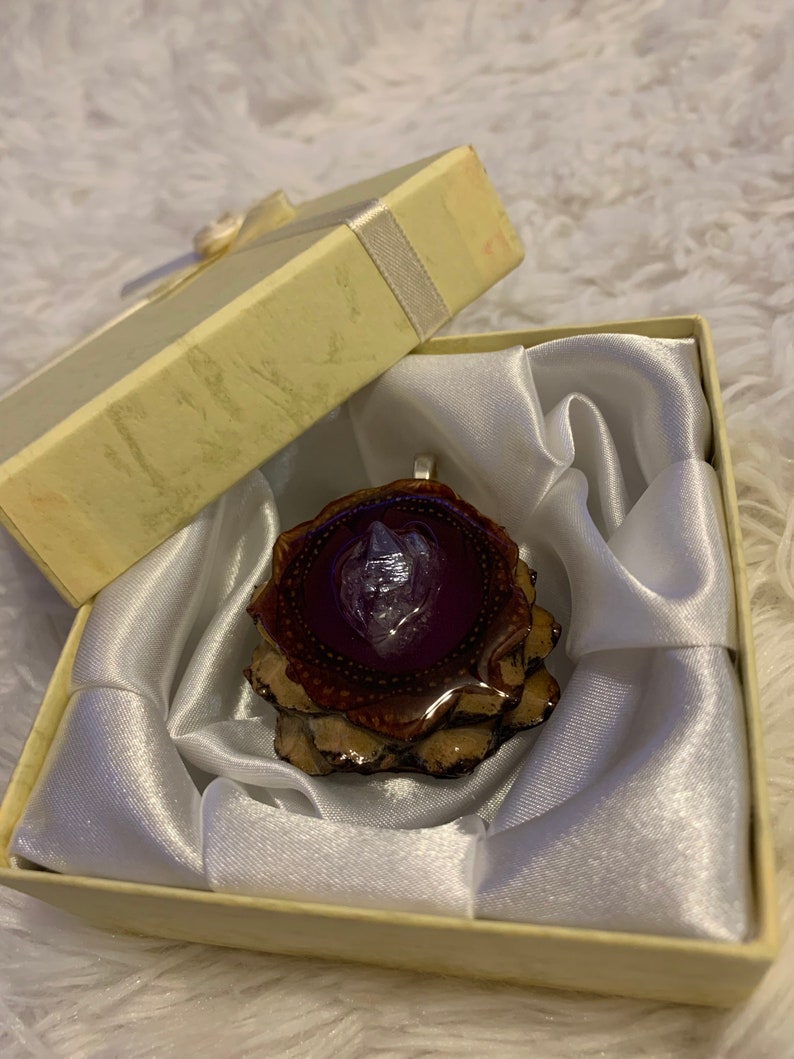 Pinecone Pendant Necklace Purple Lagoon