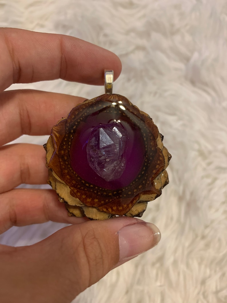 Pinecone Pendant Necklace Purple Lagoon