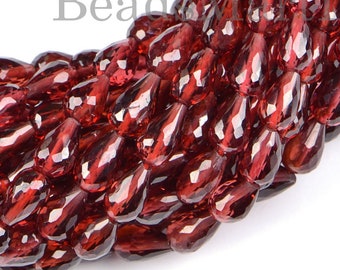 Mozambique Garnet Faceted Drop Beads, 4x6-5x8 Mm Garnet Gemstone Beads, Faceted Garnet Beads, Straight Drill Drops, Garnet Drops Beads