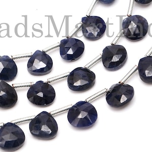 6-7mm Sapphire Heart Briolette Cut Beads,Natural Blue Sapphire, Blue Sapphire Heart Beads,Blue Sapphire Faceted Beads, Blue Sapphire Beads
