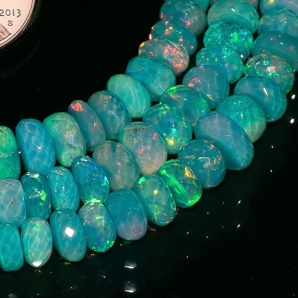 Paraiba Opal Faceted Beads, Paraiba Opal Beads, 3.50-5 mm Opal Rondelle Beads, Paraiba Opal Gemstone Beads, Opal Faceted Beads, Opal Beads