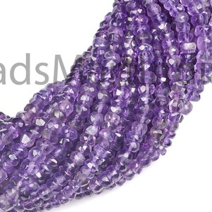 Purple Amethyst Rondelle Shape Beads, Amethyst Faceted Beads, Amethyst Beads, Amethyst 3.50-4 MM