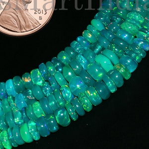 Blue Ethiopian Opal Beads, 3-5 mm Ethiopian Opal Rondelle Beads, Blue Ethiopian Opal Smooth Beads, Blue Ethiopian Opal Gemstone Beads