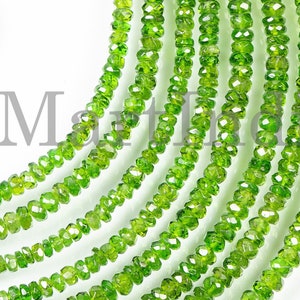 Chrome Diopside Beads, 2.5-4 mm Diopside Rondelle Beads, Chrome Diopside Faceted Beads, Chrome Diopside Gemstone Beads, Chrome Faceted Beads