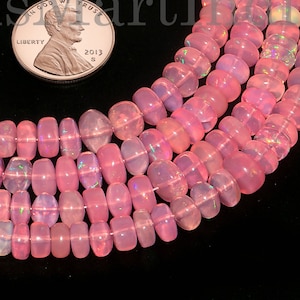 Pink Ethiopian Opal Beads, 5-7 mm Opal Rondelle Beads, Pink Opal Smooth Beads, Opal Rondelle Smooth Beads, Opal Plain Beads, Jewelry Making