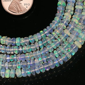 Ethiopian Opal Beads, 4-4.5 mm Opal Smooth Beads, Ethiopian Opal Rondelle Beads, Ethiopian Opal Gemstone Beads, Ethiopian Opal Plain Beads