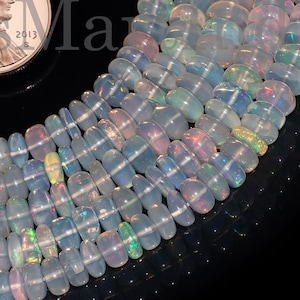Big Size Ethiopian Opal Beads, 5-5.50 mm Opal Rondelle Beads, Opal Smooth Beads, Opal Gemstone Beads, Opal Plain Beads, Opal Jewelry Beads