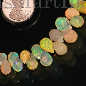 Natural Ethiopian Opal Drops Beads, Fire Opal Faceted Beads, 14inch Strand, Faceted Drop Beads, Welo Fire Opal Beads, Wholesale Beads Supply
