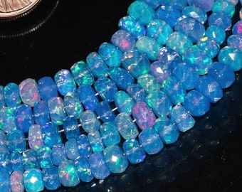 3.5-5mm Dark Lavender Opal Beads, Lavender Opal Faceted Beads, Opal Rondelle Beads, Ethiopian Opal Gemstone Beads, Ethiopian Opal Beads