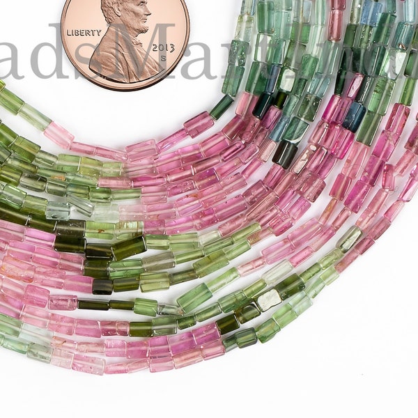 Natural Multi Tourmaline Plain Square Shape Beads, Multi Tourmaline Long Cushion Beads, Gemstone Beads For Jewelry Making, Smooth Beads