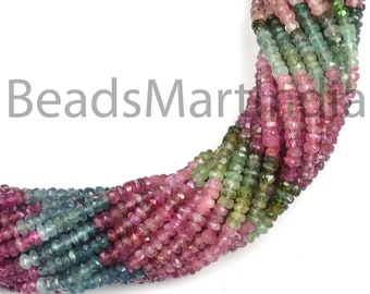 7mm Rondelles Tour200 Watermelon Tourmaline Genuine Pink and Green Tourmaline Tourmaline Beads Faceted Rondelles Multi Tourmaline