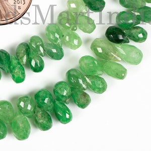 Tsavorite Teardrop Perlen: Facettierte Grüne Edelstein Tropfen