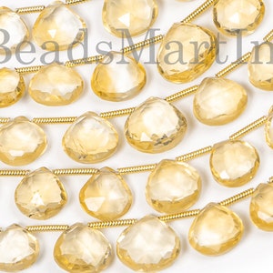 6-10 MM Citrine Faceted heart Gemstone Beads, citrine Faceted Side drill Gemstone Beads, citrine Faceted Beads, citrine heart Beads