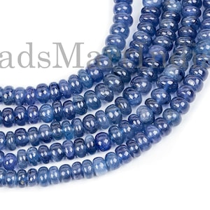 Echte blauwe saffier gladde rondelle edelsteen, 3,5-5,75 mm saffierkralen voor het maken van sieraden, 13&quot; blauwe saffier effen rondelle kralen strand.