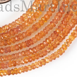Top Quality Orange Sapphire Beads, 2.5-3.5 mm Sapphire Rondelle Beads, Orange Sapphire Faceted Beads, Sapphire Gemstone Beads,Sapphire Beads