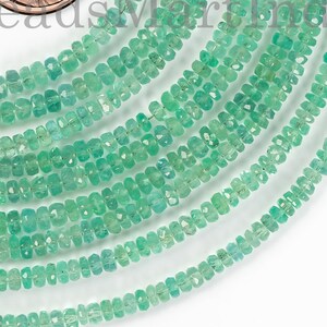 2.25-4.5mm Precious Emerald Faceted Beads, Natural Emerald Gemstone Rondelle Beads, Jewellery Making Supplies, Emerald Rondelle Beads Strand