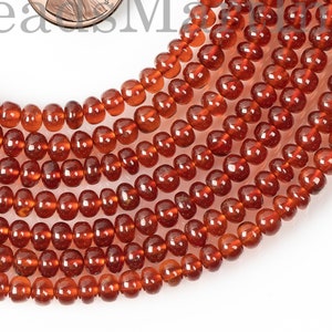 Natural Hessonite Garnet Beads, 4.5-5 mm Garnet Rondelle Beads, Garnet Smooth Beads, Garnet Gemstone Beads, Garnet Plain Rondelle Beads