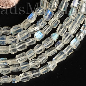 Flashy Rainbow Moonstone Nuggets, Natural Rainbow Moonstone Gemstone Beads, 5x5.5-5x8mm Rainbow Nuggets for Jewelry Making, Wholesale Beads.
