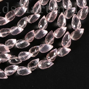 Rose Quartz Faceted Flower Bud Beads, Quartz Faceted Side Drill Beads, Quartz Drop Shape, Rose Quartz Gemstone Beads, Quartz Jewelry Beads