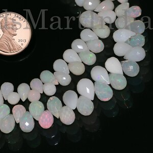 Flashy Ethiopian Opal Beads, 3.5x5.5-7x10mm Ethiopian Opal Drops Shape Beads, Ethiopian Opal Faceted Beads, Fire Opal Gemstone Jewelry Bead.