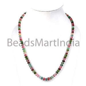 Beautiful Multi Tourmaline Necklace, 7-10 mm Tourmaline Rondelle Shape, Tourmaline Smooth Necklace, Beaded Gemstone Necklace, Gift For Her