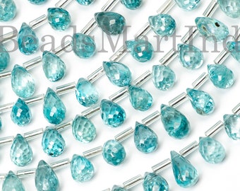 Blue Zircon Faceted Beads Blue Zircon Beads Blue Zircon Blue Zircon Briolette Faceted Drops Beads Blue Zircon Drops Beads Zircon Beads