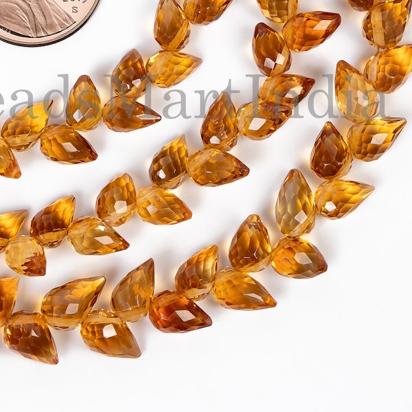 45 pcs Natural Citrine Flower Bud Beads, Citrine Faceted Side Drill Beads, Citrine Drop Shape Bead, Citrine Gemstone, Citrine Jewelry Making