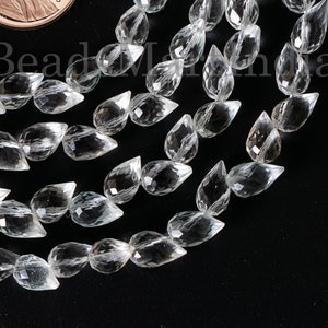 White Topaz Faceted Flower Bud Beads, Topaz Faceted Side Drill Beads, Topaz Drop Shape Beads, Topaz Gemstone Beads, Topaz Jewelry Making