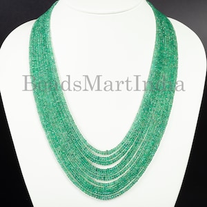 Top Quality Emerald Necklace, Emerald Rondelle Necklace, Emerald Faceted Beads, Emerald Gemstone Necklace, Emerald Beads, Emerald Jewelry