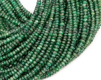 Plain Emerald Rondelle Gemstone Beads 45.50 CTW Smooth Emerald Rondelles Emerald Rondelle Beads 10 Inches Strand