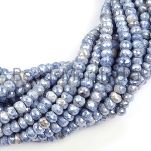 Blue Silverite Faceted Rondelle Beads, 5-6Mm Blue Silverite Faceted Beads, Blue  Silverite Rondelle Beads, Blue Silverite Natural Beads