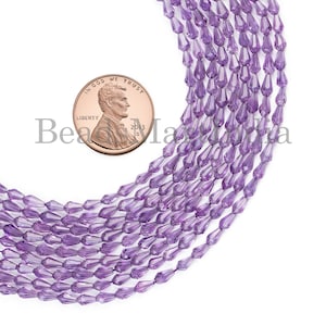 3x4-3x5mm Amethyst Faceted Beads, Amethyst Drops Shape Beads, Amethyst Gemstone Beads, Tiny Drops Shape Beads, Amethyst Natural Beads