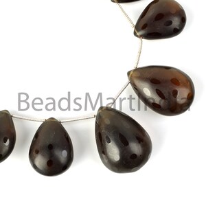 Big Size Smoky Quartz Pear Shape Beads, Natural Smoky Quartz Smooth Beads, Plain Pear Quartz Bead Strand, Wholesale Beads for Jewelry Making