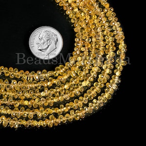 RARE! Top Quality Yellow Sapphire Beads, Natural Teardrop Faceted Beads, Yellow Sapphire Faceted Drops, Wholesale Beads for Jewelry Making