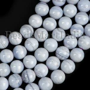 Blue Lace Agate Plain Round Beads, Blue Agate Plain Beads, Blue Agate Round Shape Beads, Blue Lace Agate Smooth Round Shape Beads
