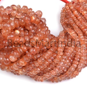 5-9 MM  Sunstone Faceted Rondelle Shape Beads, Sunstone Rondelle Shape Beads, Sunstone Faceted Beads, Sunstone Beads
