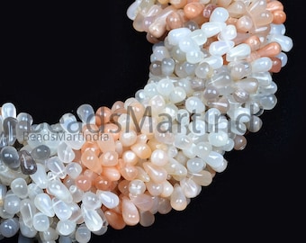 3X6-4X8mm Multi Moonstone Plain Drops, Multi Moonstone Smooth Beads, Multi Moonstone Plain Drops Shape Beads, Moonstone Beads