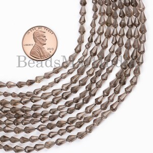 Smoky Quartz Beads, 3.5x4.5-4x6mm Quartz Faceted Beads, Smoky Quartz Drops Shape Beads, Quartz Faceted Drops Shape Beads, Quartz Faceted