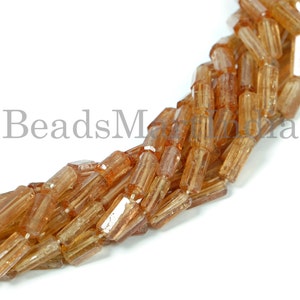 Imperial Topaz Faceted Tube Shape Gemstone Beads, Imperial Topaz Faceted Beads, Imperial Topaz Beads, Imperial Topaz Tube Beads, Topaz Beads