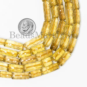 Rare! Whiskey Quartz Fancy Cut Beads, Whisky Quartz Long Pipe Shape Beads, Unique Cutting Gemstone Briolettes, Whisky Quartz Beads Jewelry