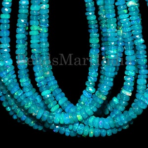 Cuentas facetadas de ópalo de Paraiba de alta calidad, cuentas redondas de ópalo de Paraiba de 3,5 a 5 mm, cuentas redondas de piedras preciosas de ópalo de colores para hacer joyas
