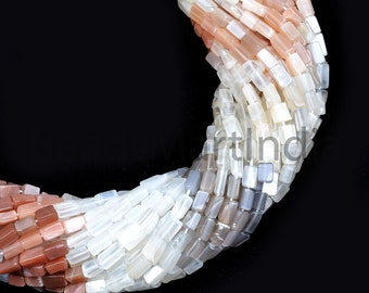 Multi Moonstone Plain Long Square, Multi Moonstone Smooth Square Beads, Multi Moonstone Plain Square Shape Beads, Moonstone Beads
