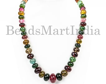 Top Quality 12-21mm Multi Tourmaline Necklace, Tourmaline Rondelle Necklace, Multi Tourmaline Smooth Beads, Tourmaline Smooth Rondelle Beads