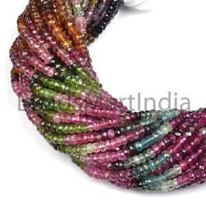 Multi Tourmaline Faceted 4.50-5mm Beads, Multi Tourmaline Beads, Tourmaline Beads, Tourmaline Rondelle Beads, Tourmaline Faceted Beads
