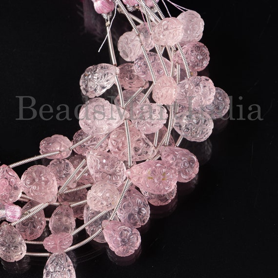 ローズクォーツ フラワーカービング 一連 天然石 天然 5 個 ローズ