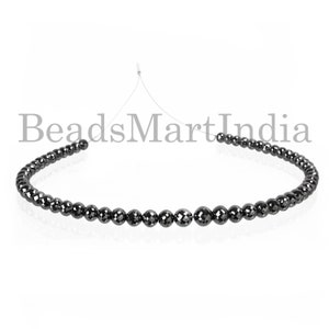 AAA+ Black Diamond Beads, Genuine Diamond Faceted Rondelles, 7.5-11mm Black Diamond Beads, 16 inches Strand, Bulk Beads for Jewelry Making