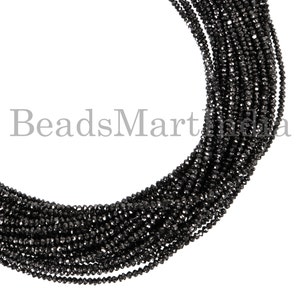 13cts. Natural Black Diamond Beads, 1.8-2.6mm Faceted Rondelle Beads, Tiny Black Diamond Rondelles, 14&quot; Diamond Strand, Bulk Beads Supplies