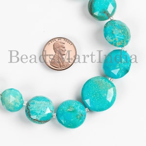 Natuurlijke Arizona turquoise kralen, 12-18 mm turquoise muntvorm kralen, turquoise gefacetteerde kralen, turquoise edelsteen kralen, turquoise kralen